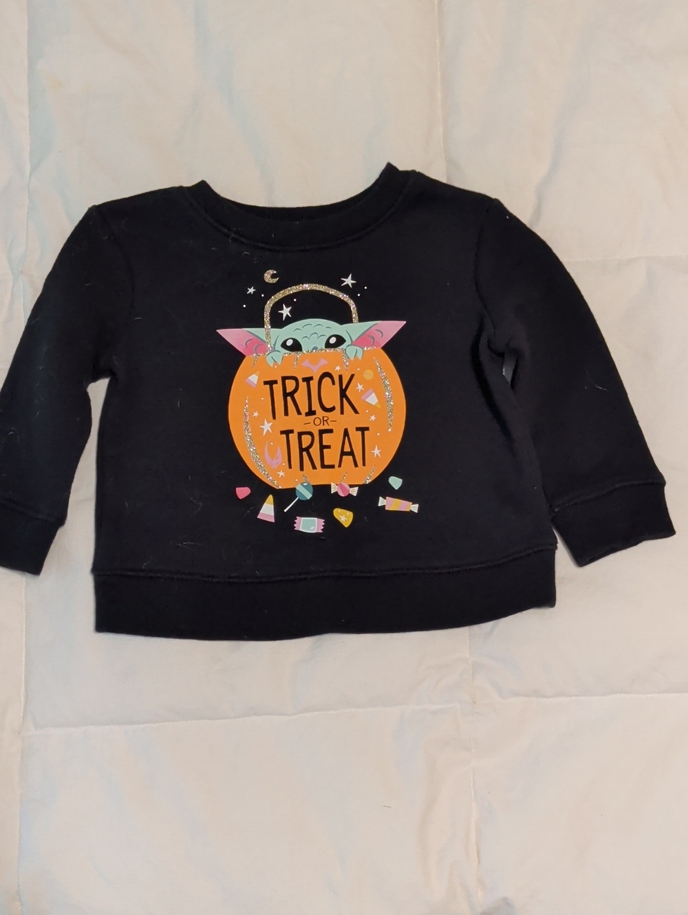 Star Wars Black Sweatshirt with Orange Pumpkin & Pastel Graphic